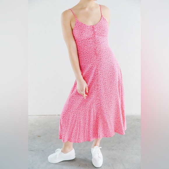ROLLA'S Midsummer Mini Tulip Midi Dress Hot Pink XS - Picture 4 of 8